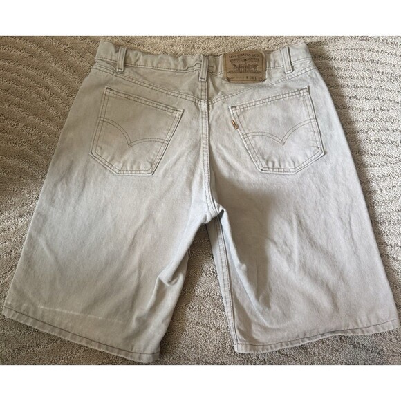 Vintage Levis Mens Shorts Tan 550 Relaxed Fit Orange Tab Jorts Shorts Denim 34 - Picture 1 of 9